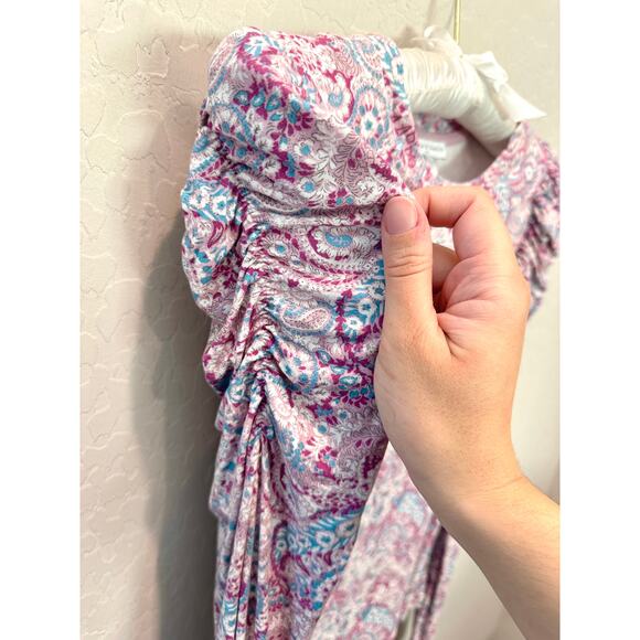 MAISON D’ AMELIE | Pink Paisley Ruched Sleeve Long Sleeve Top | XS - Picture 4 of 8